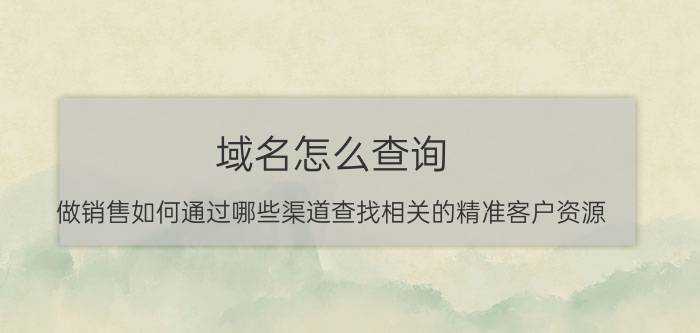 域名怎么查询 做销售如何通过哪些渠道查找相关的精准客户资源？